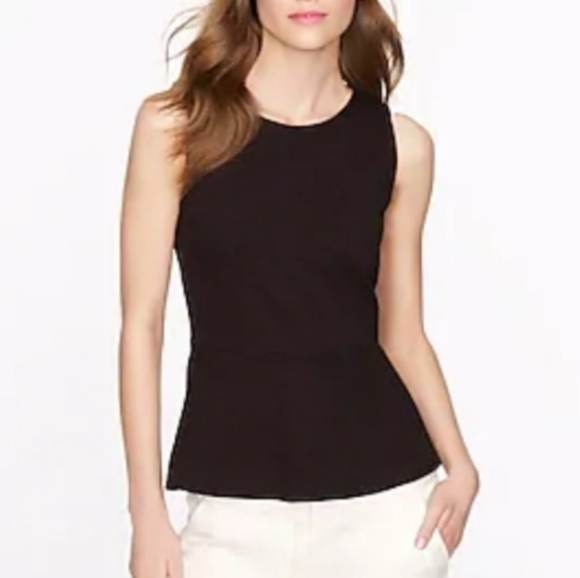 NWOT J.crew Navy Blue Ponte Sleevess Zip back Stretch Peplum Top | sz Small - Picture 3 of 15